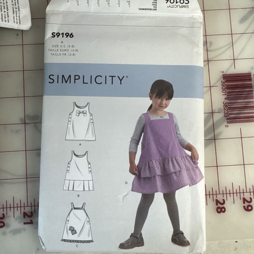 Simplicity S9196 Child's Jumper w Tiers, Ruffle Hem, Pleats Sz 3-8 UNCUT Pattern